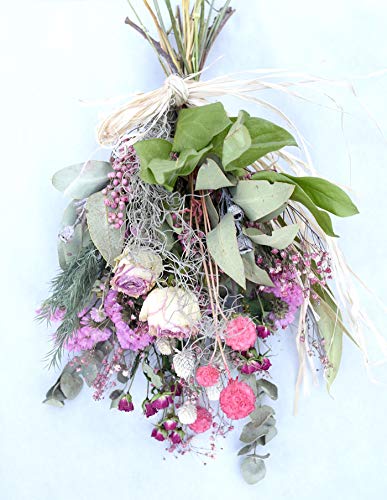 Amazon | ドライフラワー ブーケ スワッグ バラ入り 吊るす 花束